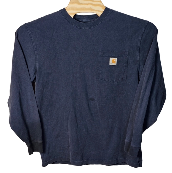 Carhartt K126 Navy Blue Orginal Fit Long Sleeve Shirt Size‎ Medium - Picture 1 of 11